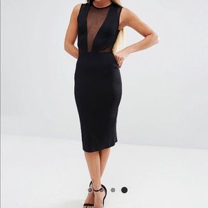 ASOS Petite Black Dress with Mesh Inserts